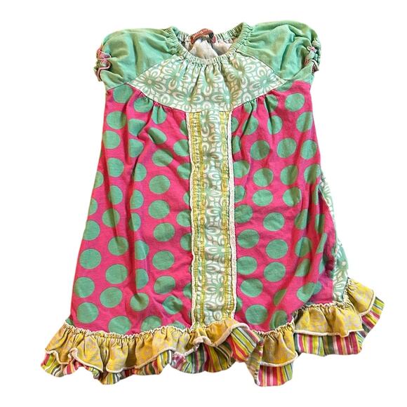 Jelly the Pug Knit Dress Girls Size 5 Ruffles Polka Dots Vacation Summer Cute - Picture 1 of 5